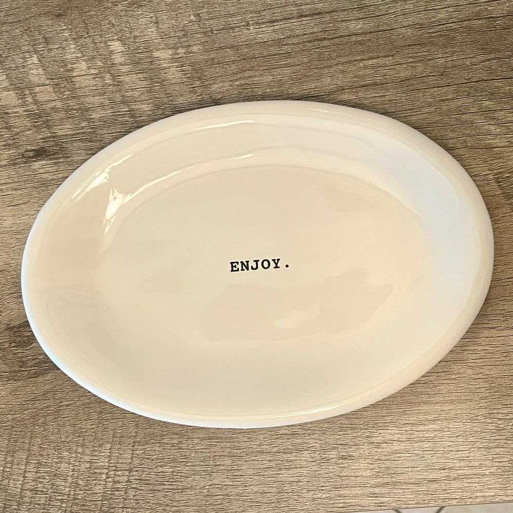 Small Rae Dunn Enjoy Oval Ceramic Plate